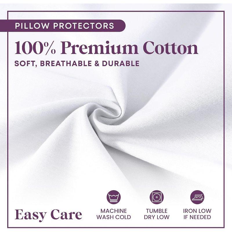 Circles Home 100% Cotton Breathable Queen Pillow Protector with Zipper – (6 Pack)