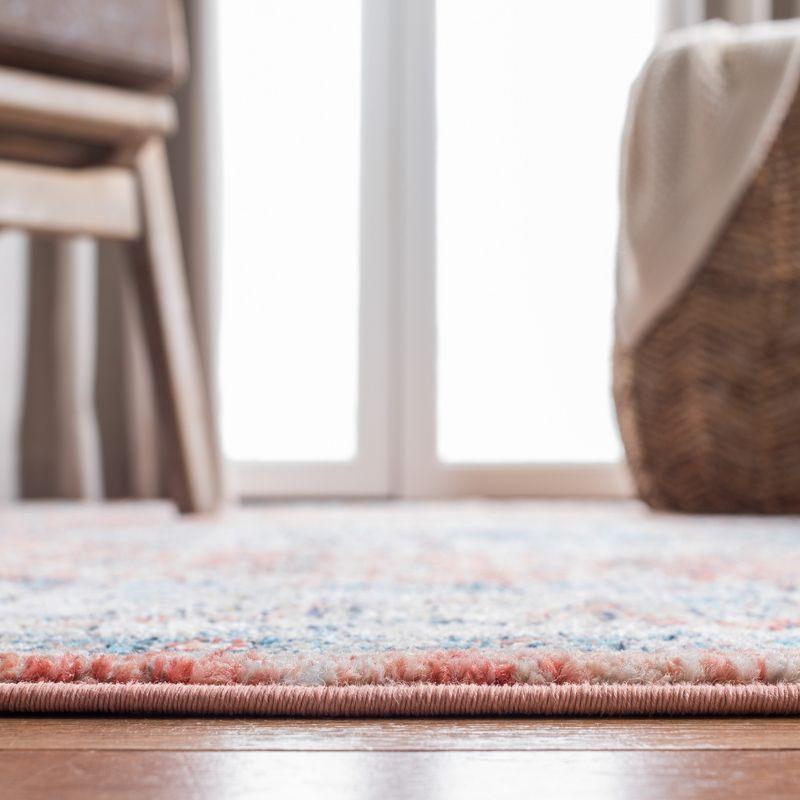 Hand-Knotted Beige & Orange Synthetic Round Area Rug, 4' x 6'