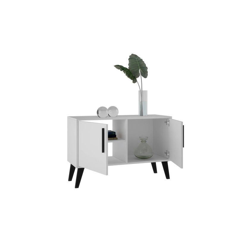 Amsterdam Double Side Table 2.0 White - Manhattan Comfort: Mid-Century Buffet, 2-Door Cabinet
