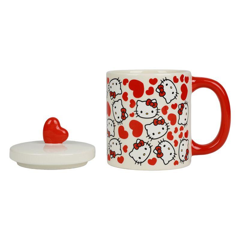 Hello Kitty Valentine's Day 16 Oz White Ceramic Lidded Mug