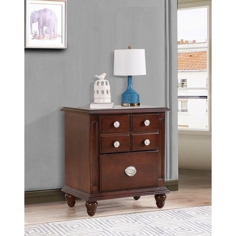 Passion Furniture Summit 5-Drawer Cappuccino Nightstand (27 in. H x 16 in. W x 24 in. D)