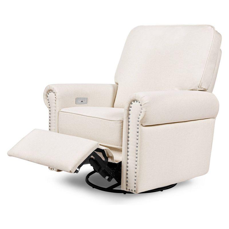 Cream Eco-Weave Swivel Recliner with USB Port