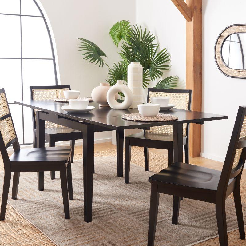 Black Wood Extendable Dining Table with Tapered Legs