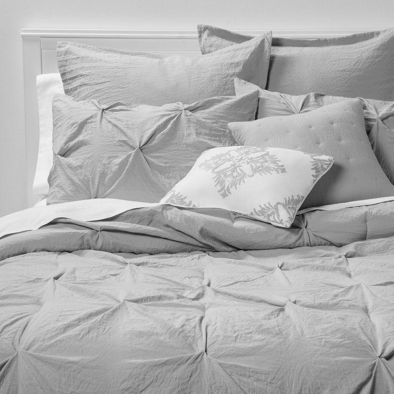 Gray Queen Pinch Pleat 8-Piece Comforter Bedding Set