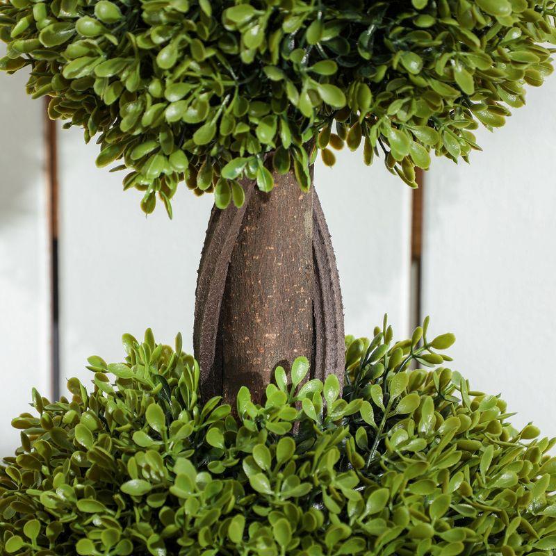 HOMCOM Set of 2 Artificial Plants Home Decor Indoor & Outdoor Plants Fake Boxwood Topiary Trees in Pots, Faux Trees, 43.25"