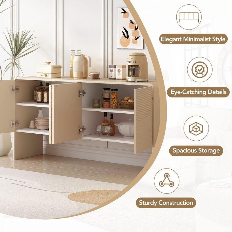 60" Storage Space Sideboard Accent Cabinet 4 Door Wooden Cabinet Sideboard Buffet Server Cabinet Storage Cabinet for Living Room Entryway, Cream
