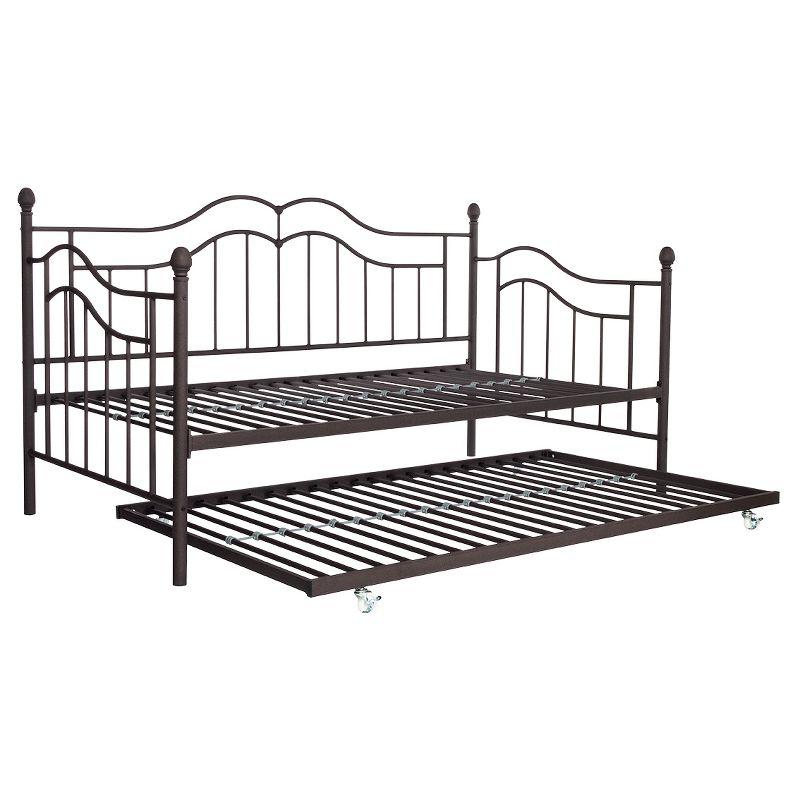 Bronze Twin Metal Daybed with Trundle and Headboard