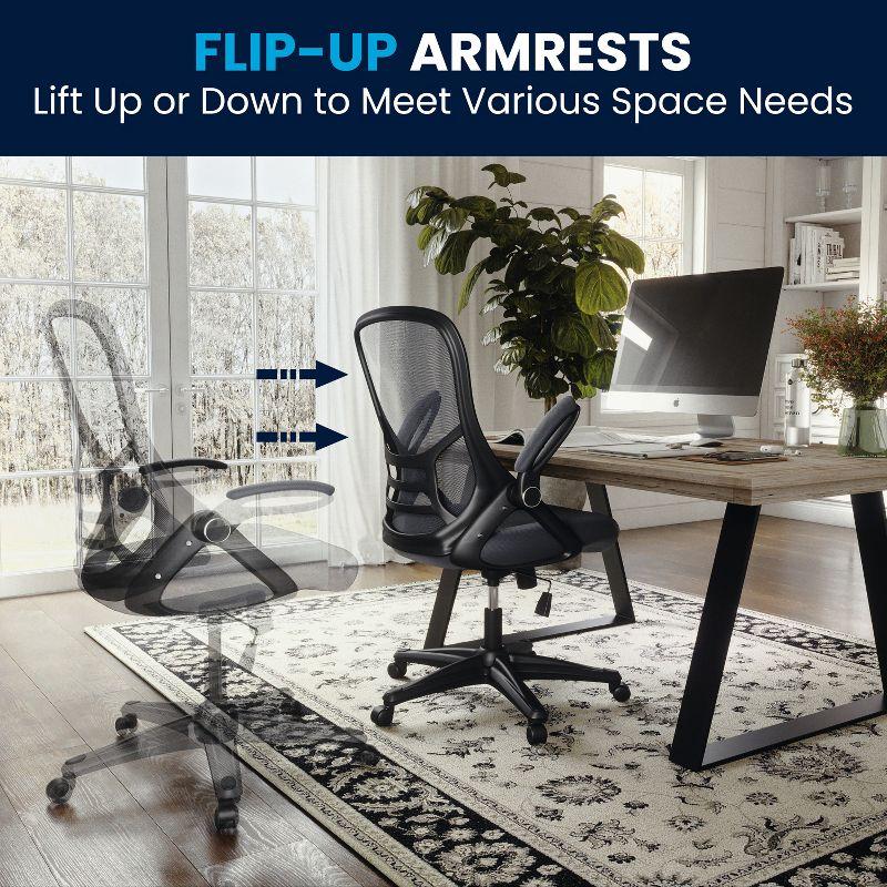 Flash Furniture Porter High Back Dark Gray Mesh Ergonomic Swivel Office Chair with Black Frame and Flip-up Arms