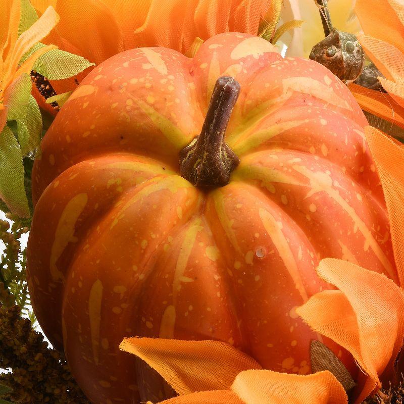 20" Harvest Sunflower and Pumpkin Cornucopia Centerpiece