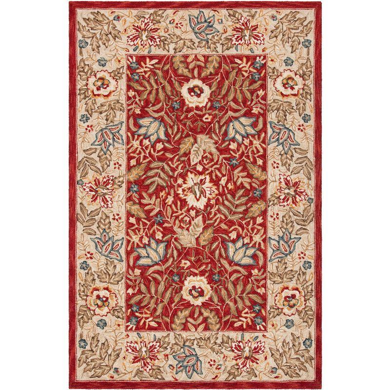 Chelsea HK140 Hand Hooked Area Rug - Red/Ivory - 5'3"x8'3" - Safavieh.