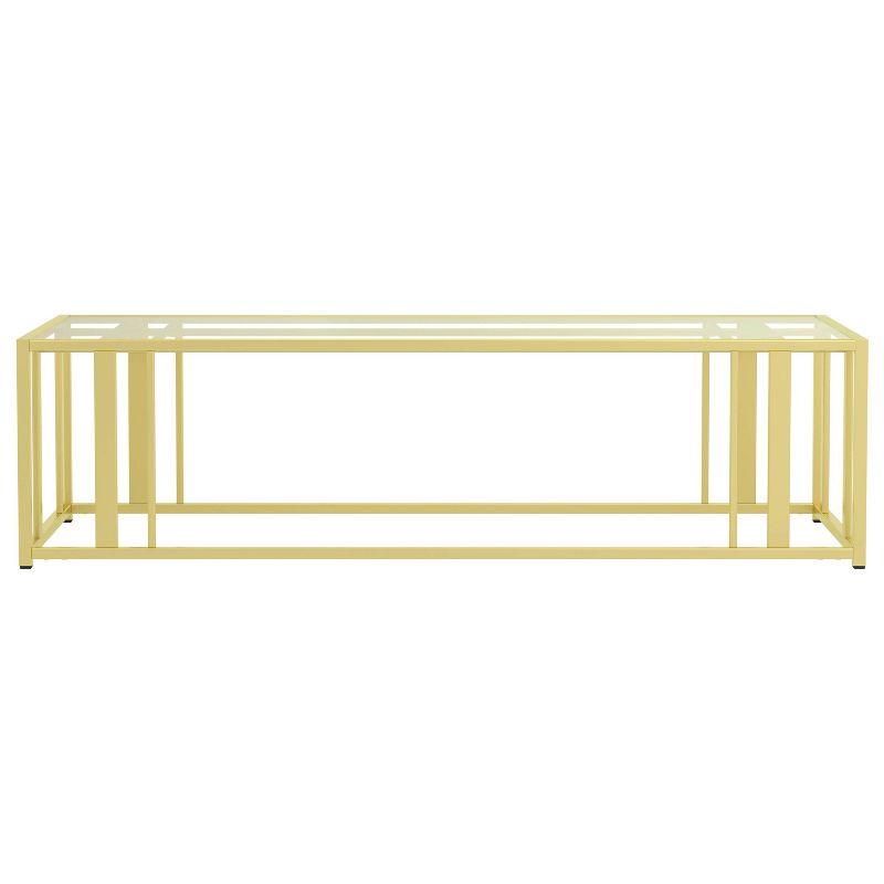 Adri Rectangular Coffee Table with Glass Top Matte Brass - Coaster