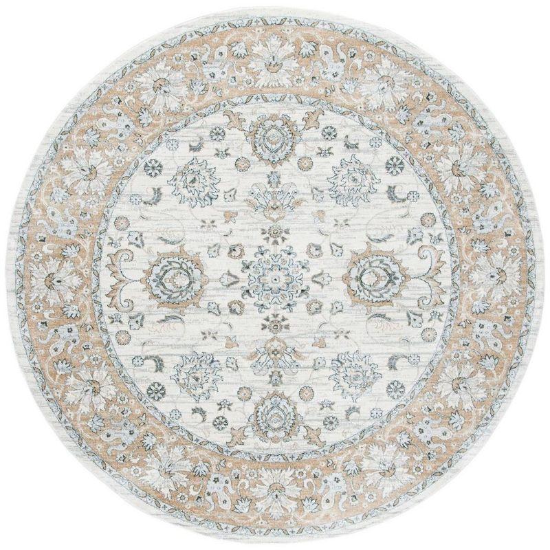 Isabella ISA940 Power Loomed Area Rug - Cream/Beige - 5'3" Round - Safavieh.