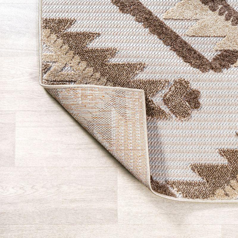 4'x6' Sumak High-Low Pile Neutral Diamond Kilim, Brown/Ivory - JONATHAN Y