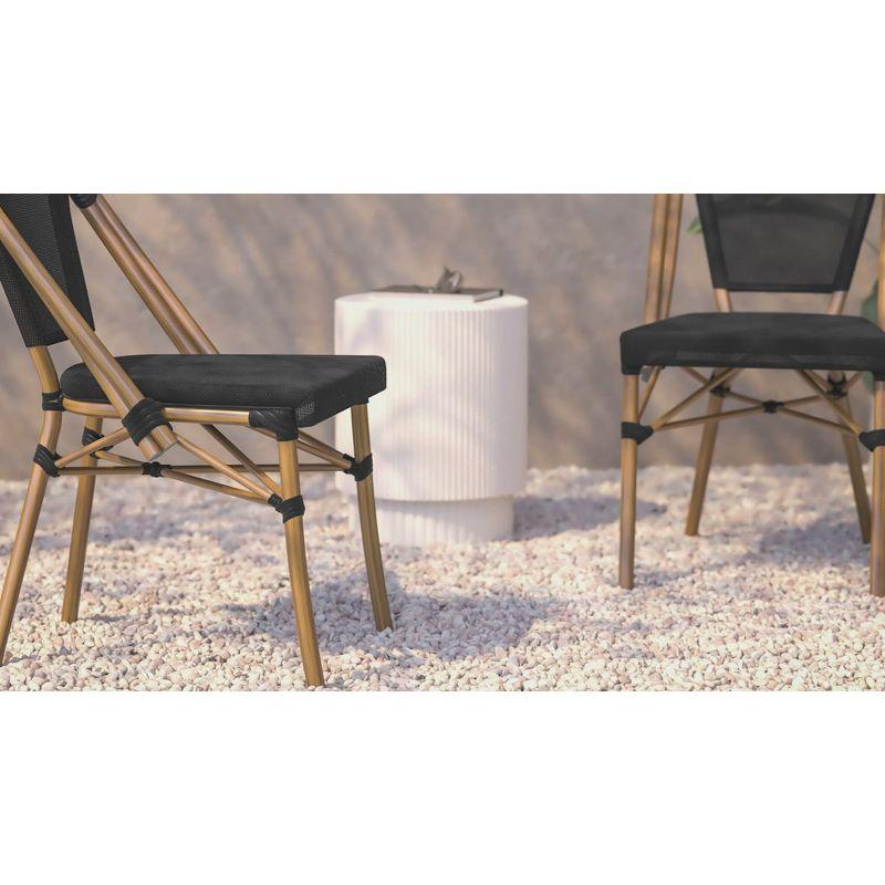 Lavigne Stacking French Chair for Indoor and Outdoor Use with Printed Metal Frame (Set of 2)