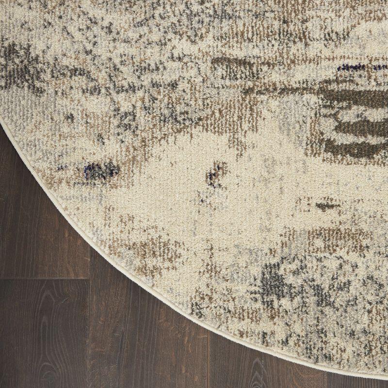 Nourison Celestial CES02 7'10" Round Ivory/Grey Area Rug