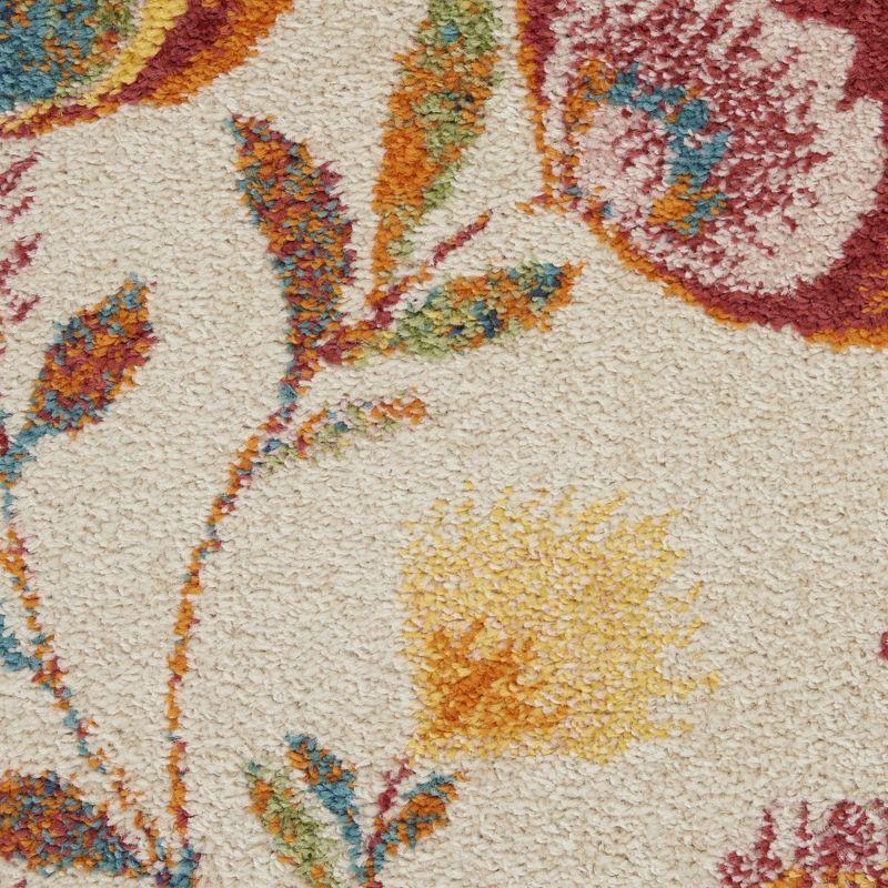 Ivory Multicolor Floral 9' x 12' Synthetic Area Rug