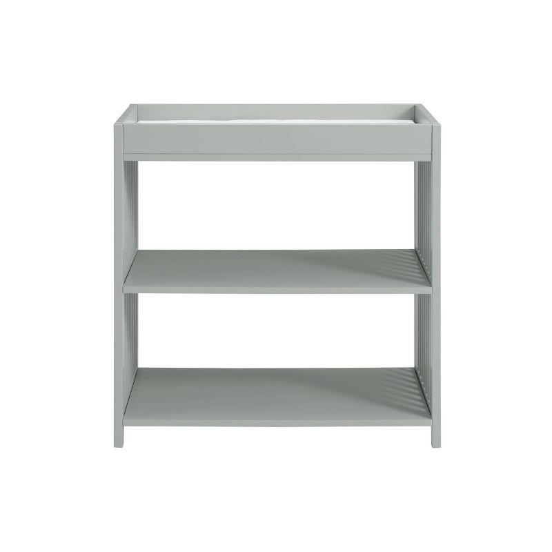 Gray Painted Wood Changing Table with Shelves