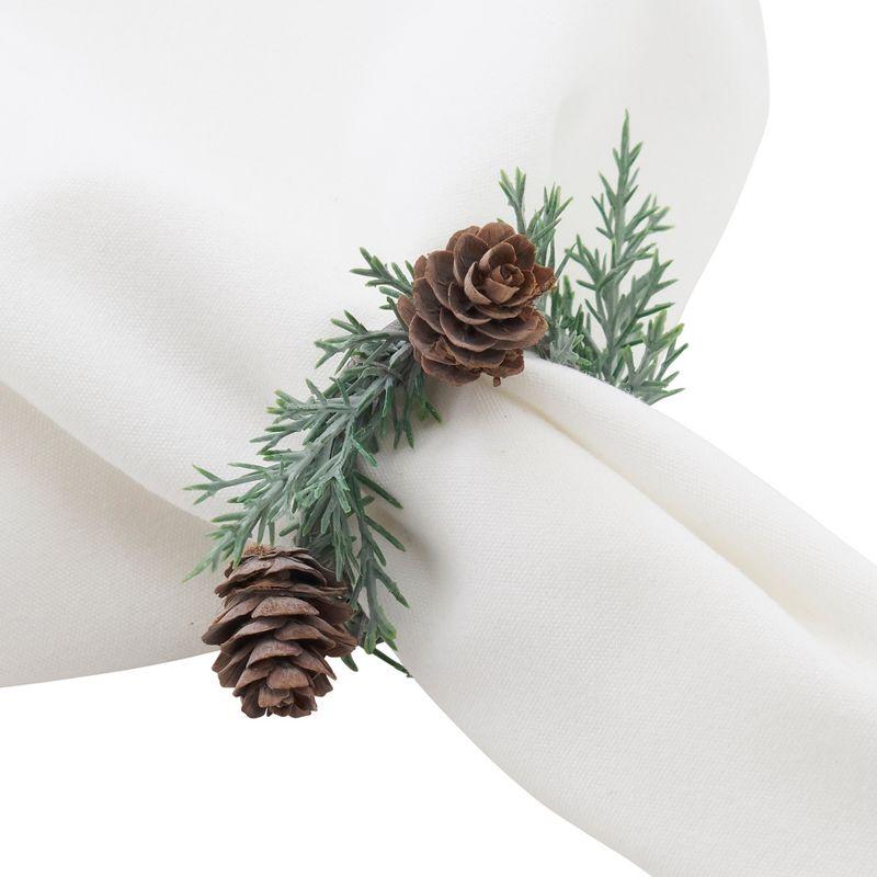 Green Pine Cone Holiday Napkin Rings Set of 4