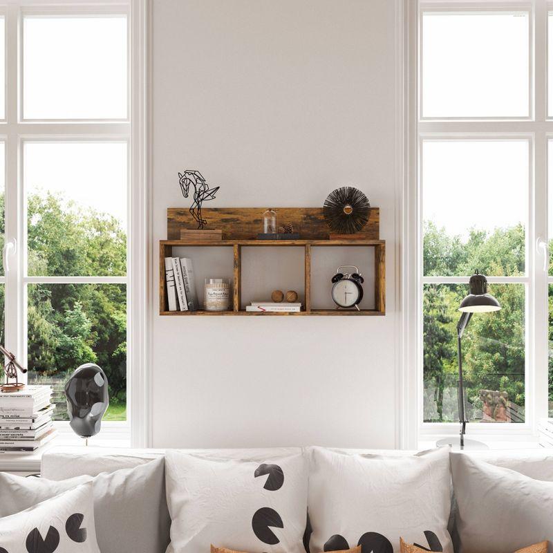 Elegant White Wood Floating Wall Shelf for Living Room or Bedroom