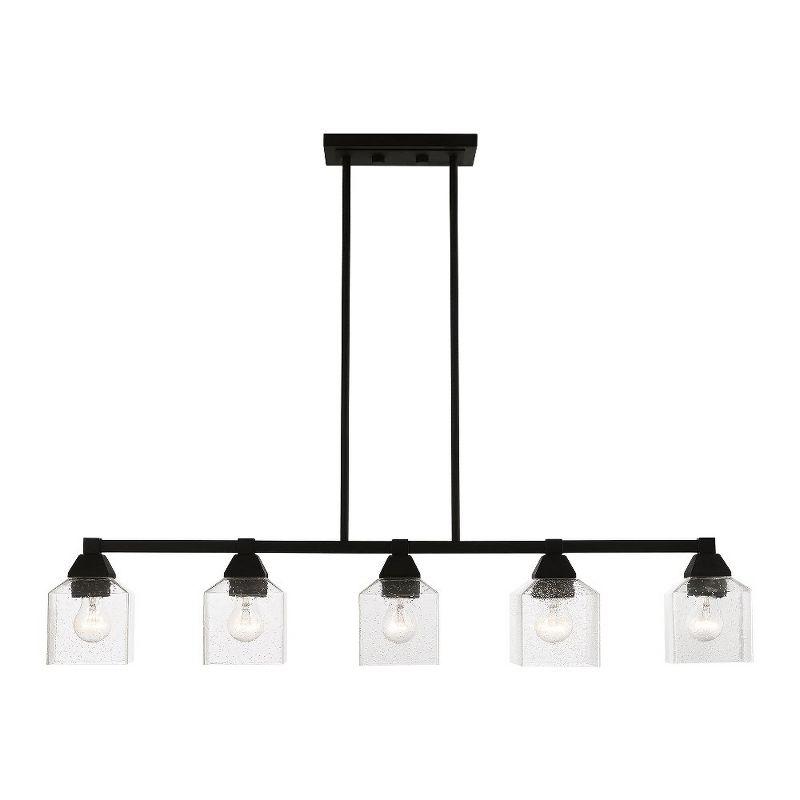 Aragon 5-Light Linear Chandelier in Black with Clear Seeded Glass