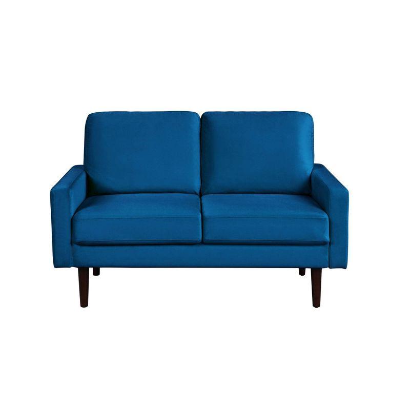 Navy Blue Velvet 48'' Modern Track Arm Loveseat