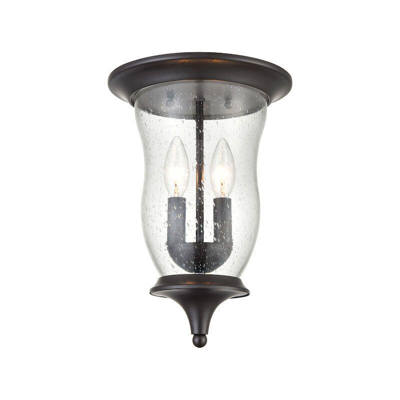 Trinity Oil Rubbed Bronze 2-Light Flush Mount with Seeded Glass