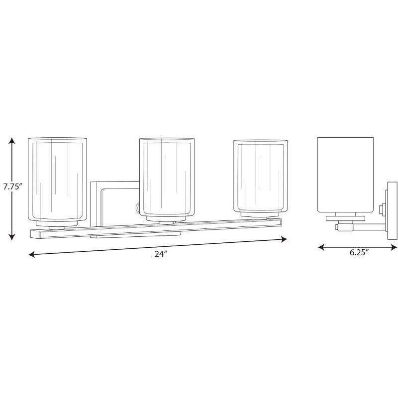 Progress Lighting Mast Collection 3-Light Bath Vanity in Brushed Nickel with Clear and Etched Glass Shades