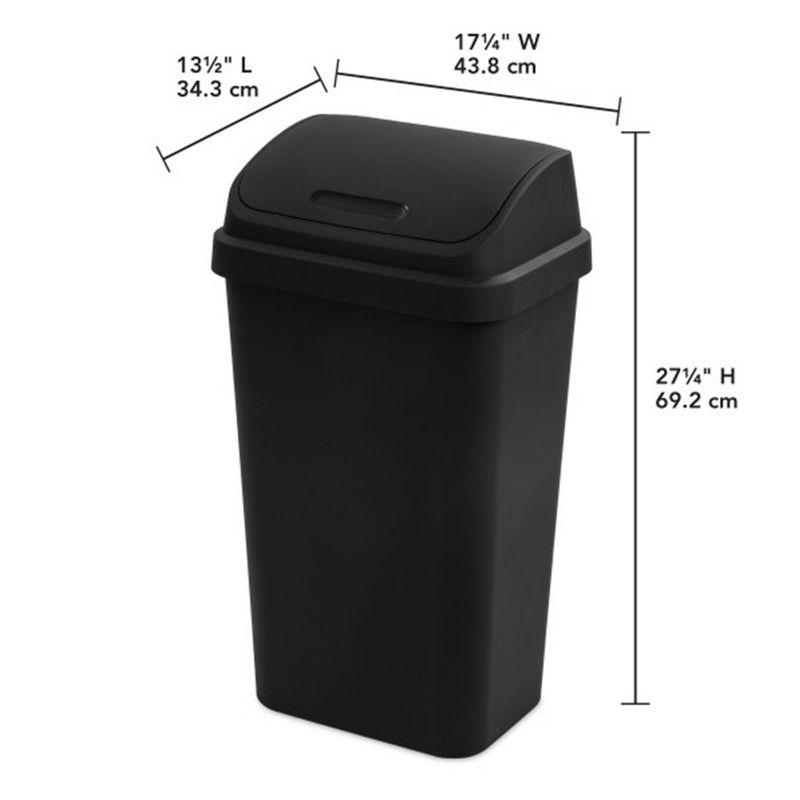 Black 13 Gallon Plastic Swing Top Trash Can Set