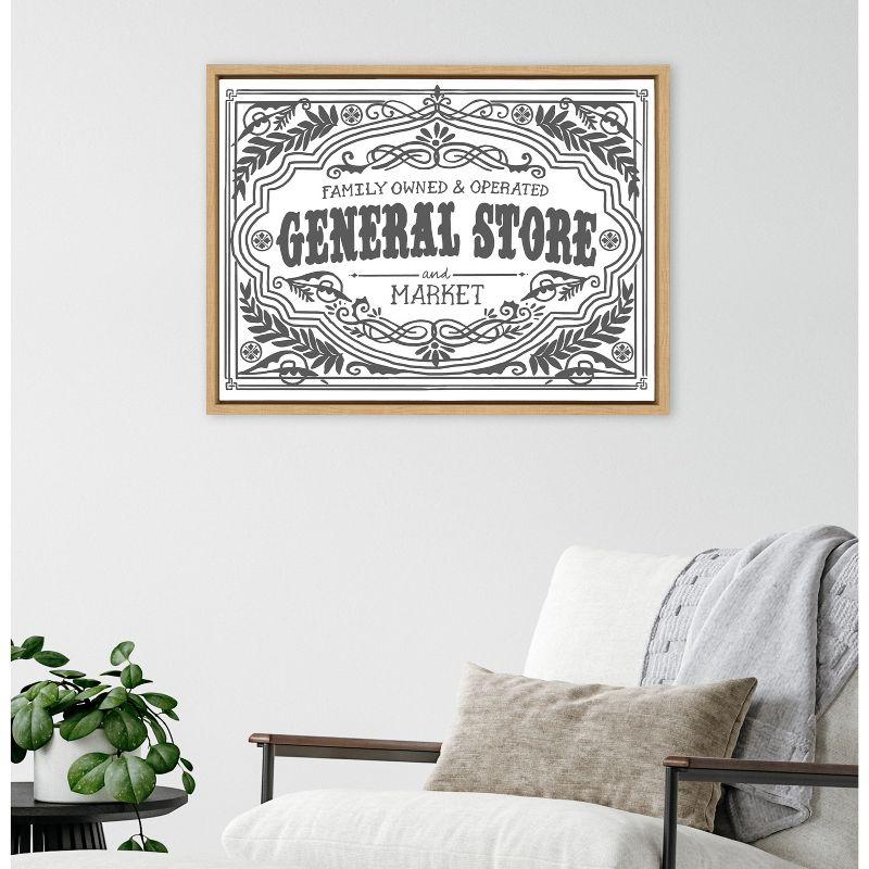 Kate & Laurel All Things Decor 18"x24" General Store Family BW Framed Canvas by Border Bloom Natural