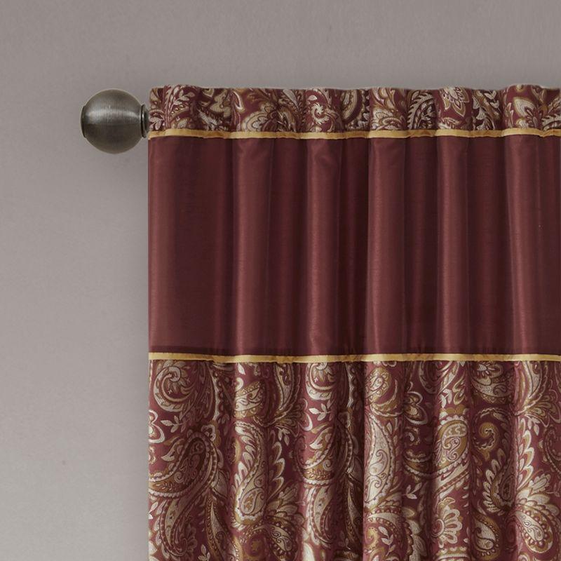 Burgundy Faux Silk Light-Filtering Rod Pocket Curtain Panel Pair