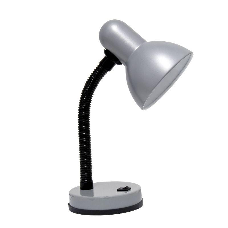 Silver Adjustable Gooseneck Traditional Desk Lamp with Bowl Shade