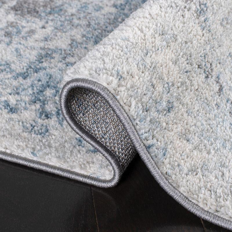 Ivory and Blue Abstract Square Reversible Area Rug