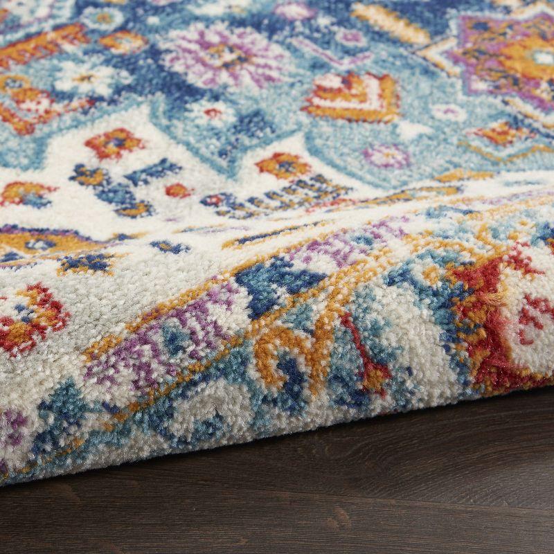 Ivory Multi Floral Rectangular Synthetic Area Rug 5' x 7'