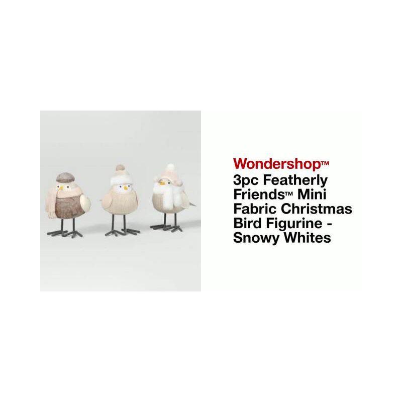 3pc Featherly Friends™ Mini Fabric Christmas Bird Figurine - Wondershop™ Snowy Whites