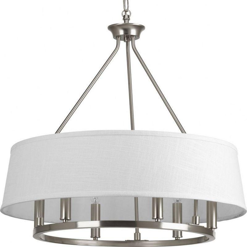 Progress Lighting Cherish 6-Light Chandelier, Brushed Nickel, Summer Linen Shade