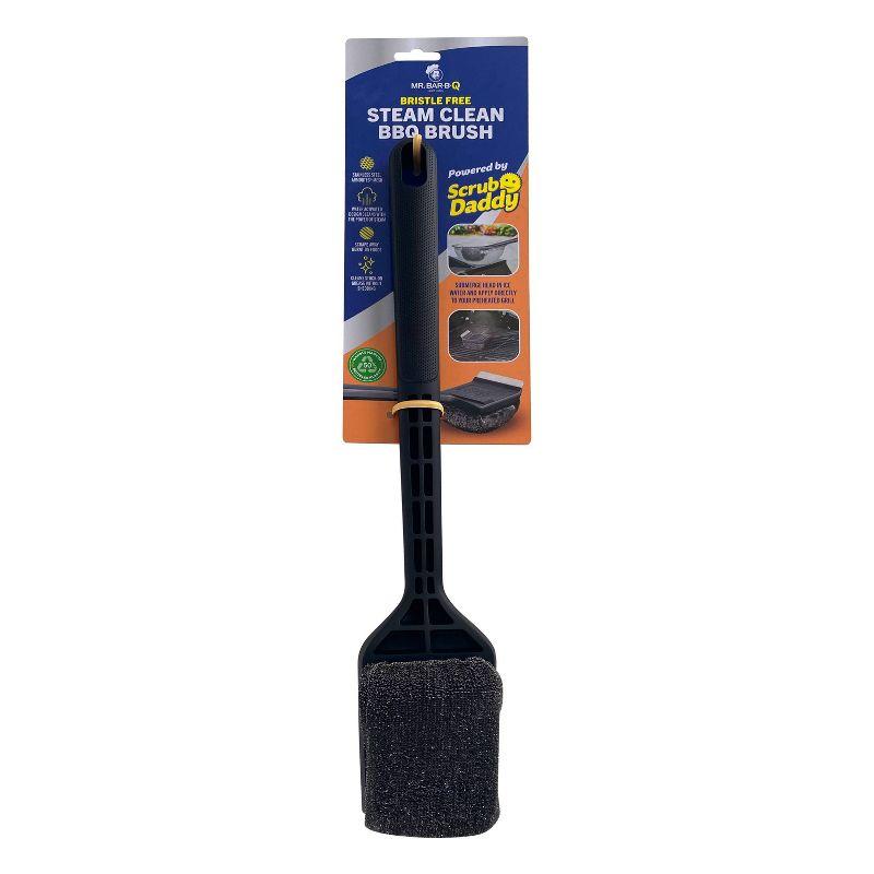 Black Plastic Steam Clean BBQ Grill Brush with Scraper