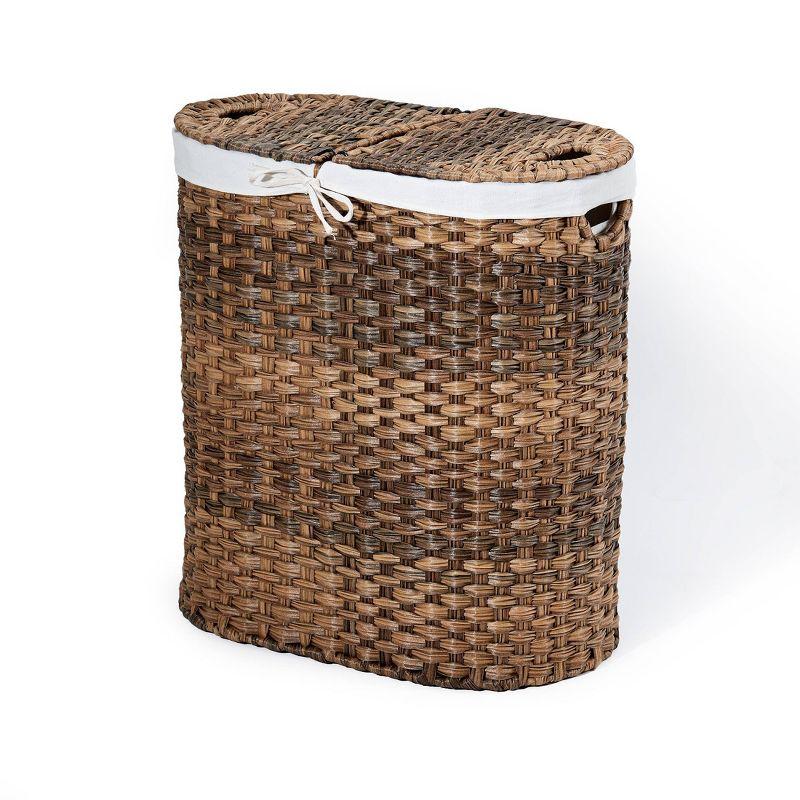 Handwoven Double Lidded Oval Hamper Sorter