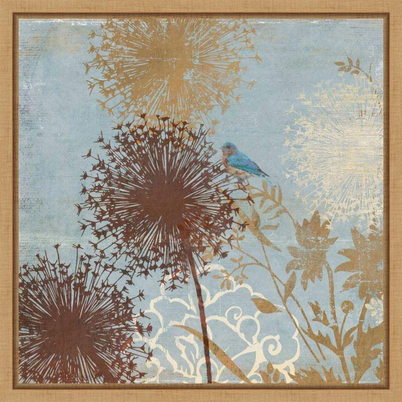 16" x 16" Blue and Brown Abstract Floral Canvas Print