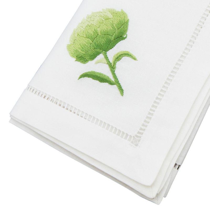 Saro Lifestyle Embr'd Artichoke Hemstitch Napkin, 20" Square, White (Set of 6)