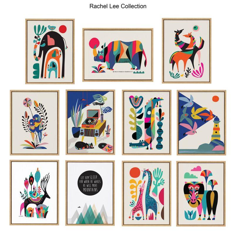 18" x 24" Sylvie Three Elephants Framed Canvas Wall Art by Rachel Lee Natural - Kate and Laurel