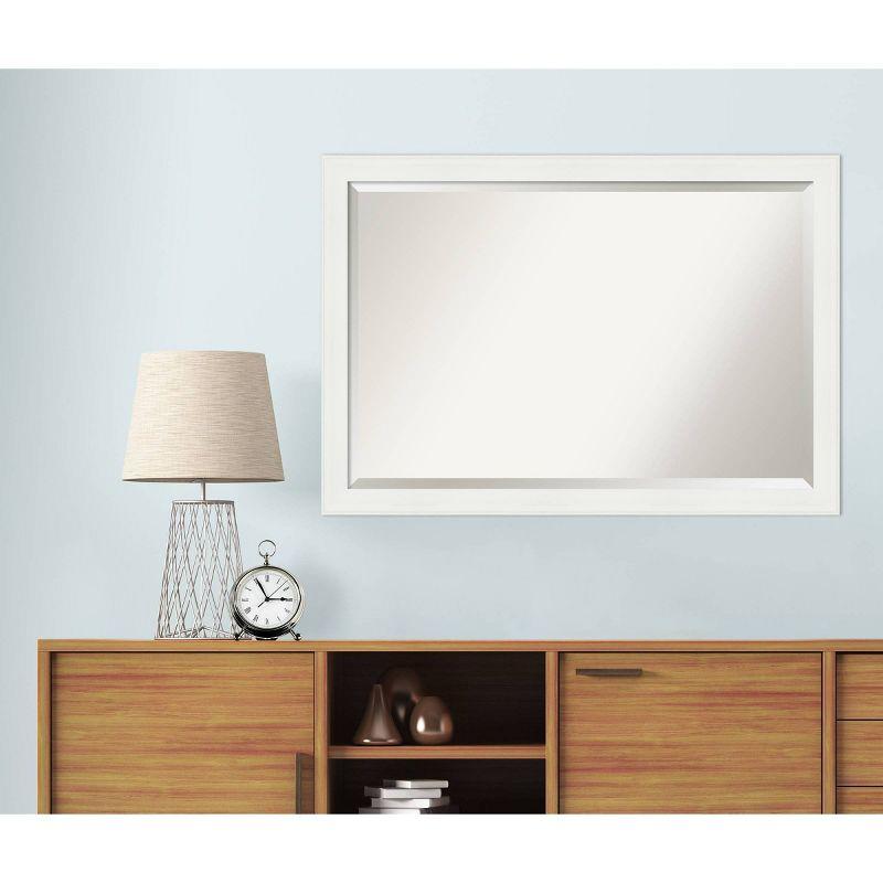 Vanity White Rectangular Beveled Wall Mirror