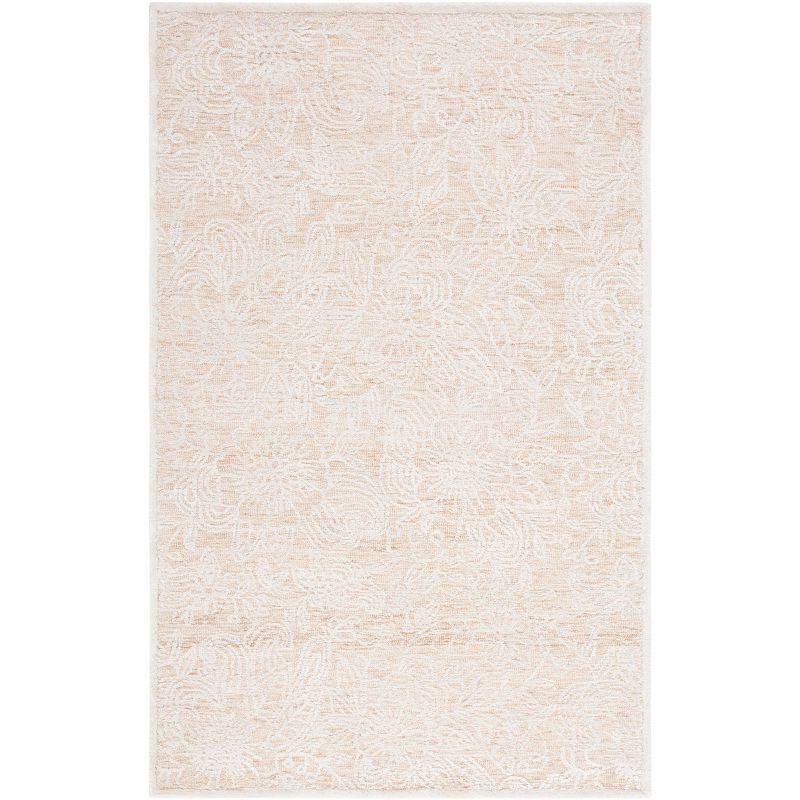 Elegant Gold and Ivory Hand-Tufted Wool Rectangular Rug - 59"x7"