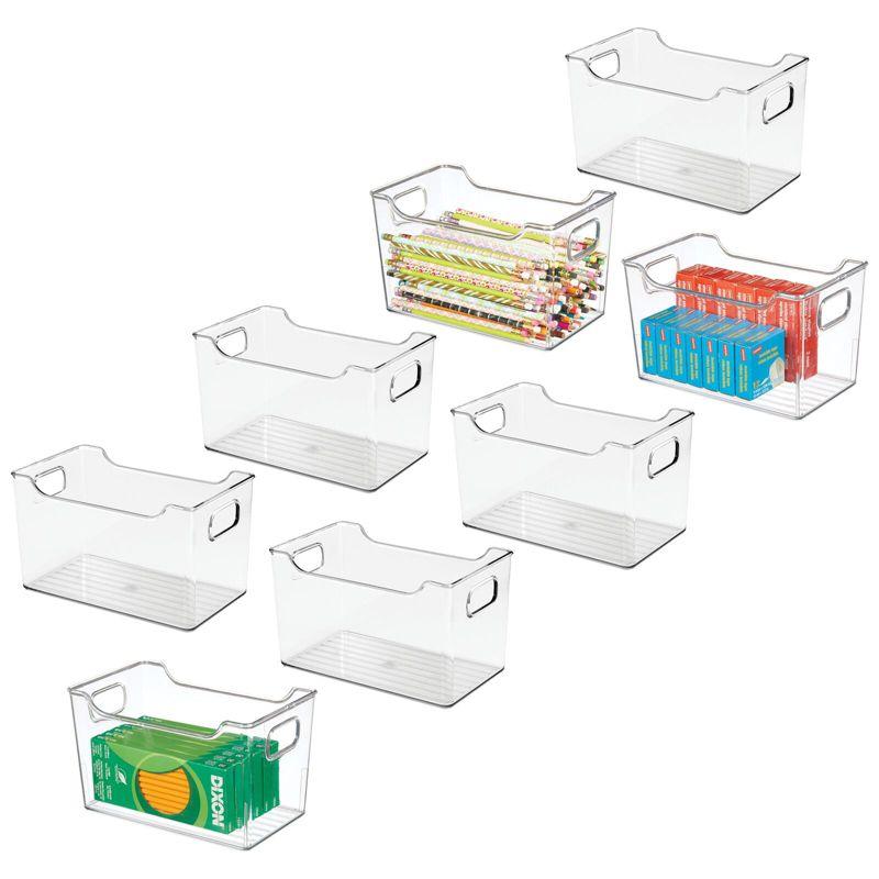 mDesign Deep Plastic Office Storage Container Bin with Handles - Clear