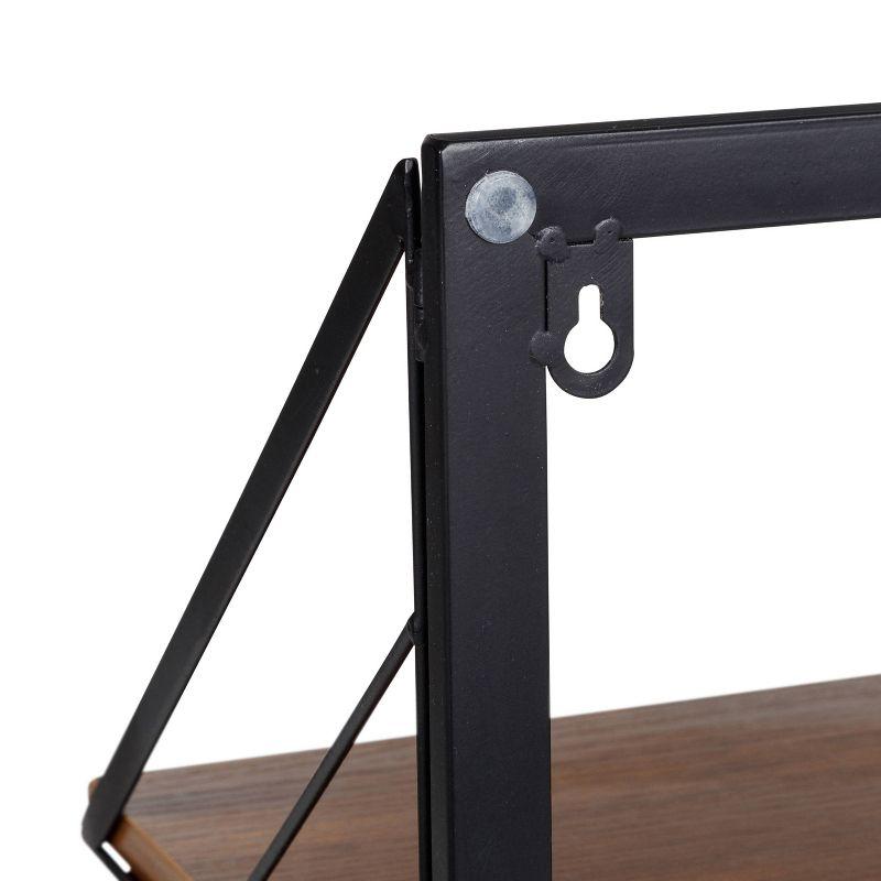 Honey-Can-Do Large Laundry Wall Shelf with Wood Walnut: 24 Inch Floating Shelf, Steel Frame, 15 lb Capacity
