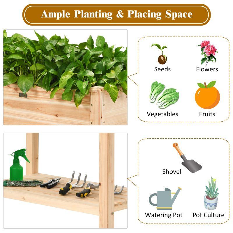 Costway Raised Garden Bed Elevated Wood Planter Box Stand for Vegetable Flower