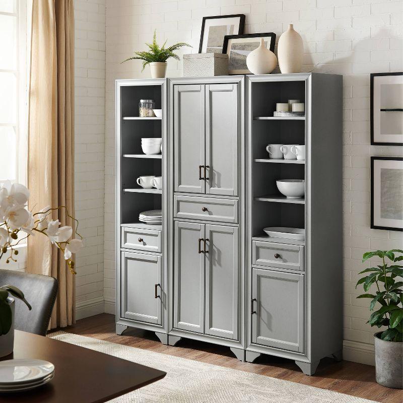 Distressed Gray 3-Piece Kitchen Pantry Set with Shelves