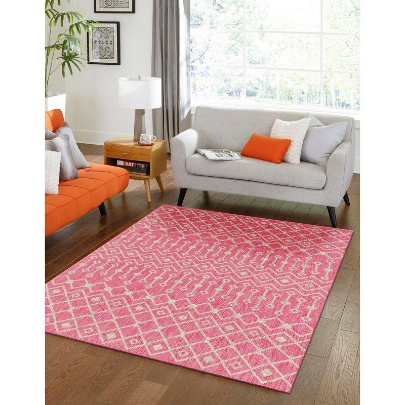 Unique Loom 7' 1 x 10' 0 Rectangle Indoor/Outdoor Trellis Fuschia Area Rug