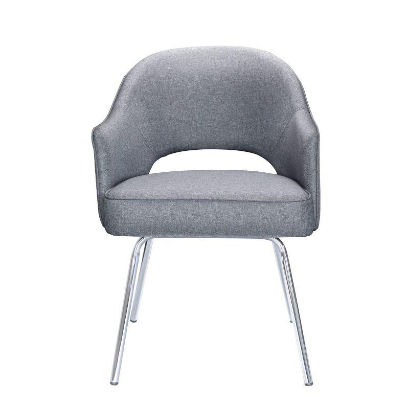 Guest Chair Gray Linen - Boss Office Products: Chrome Base, Mid-Century Modern, 275lbs Capacity