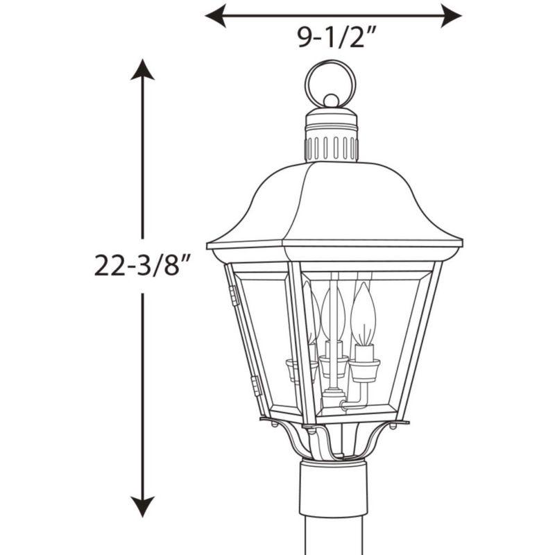 Progress Lighting Andover 3-Light Outdoor Post Lantern in Antique Bronze with Beveled Glass Panels