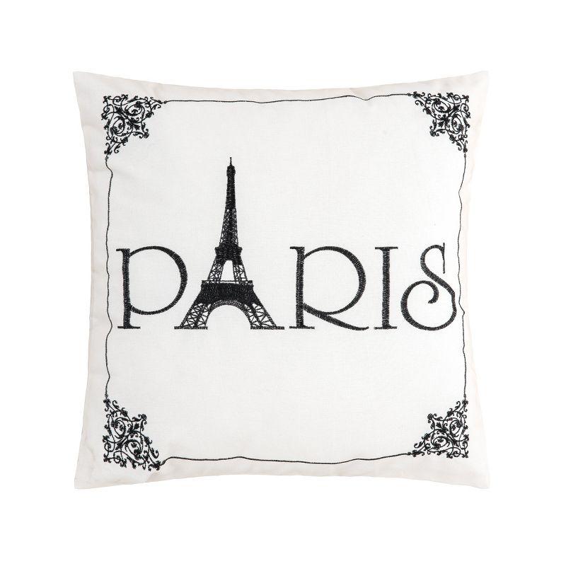 Paris Embroidered Throw Pillow